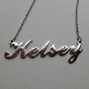 Kelsey Name Necklace Personalized Chain Silver Tone